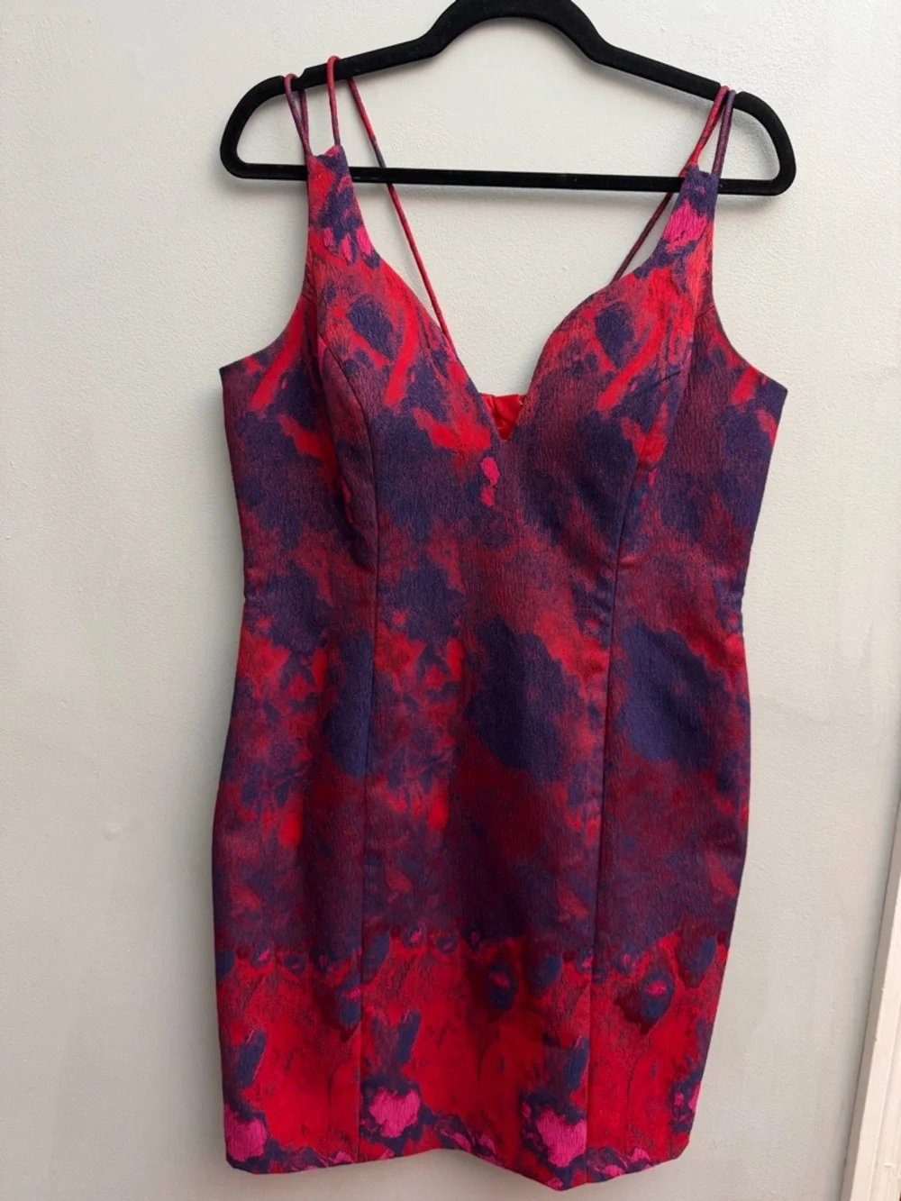 Aidan Mattox Spaghetti Strap Jacquard Mini Cocktail Dress, Size 14